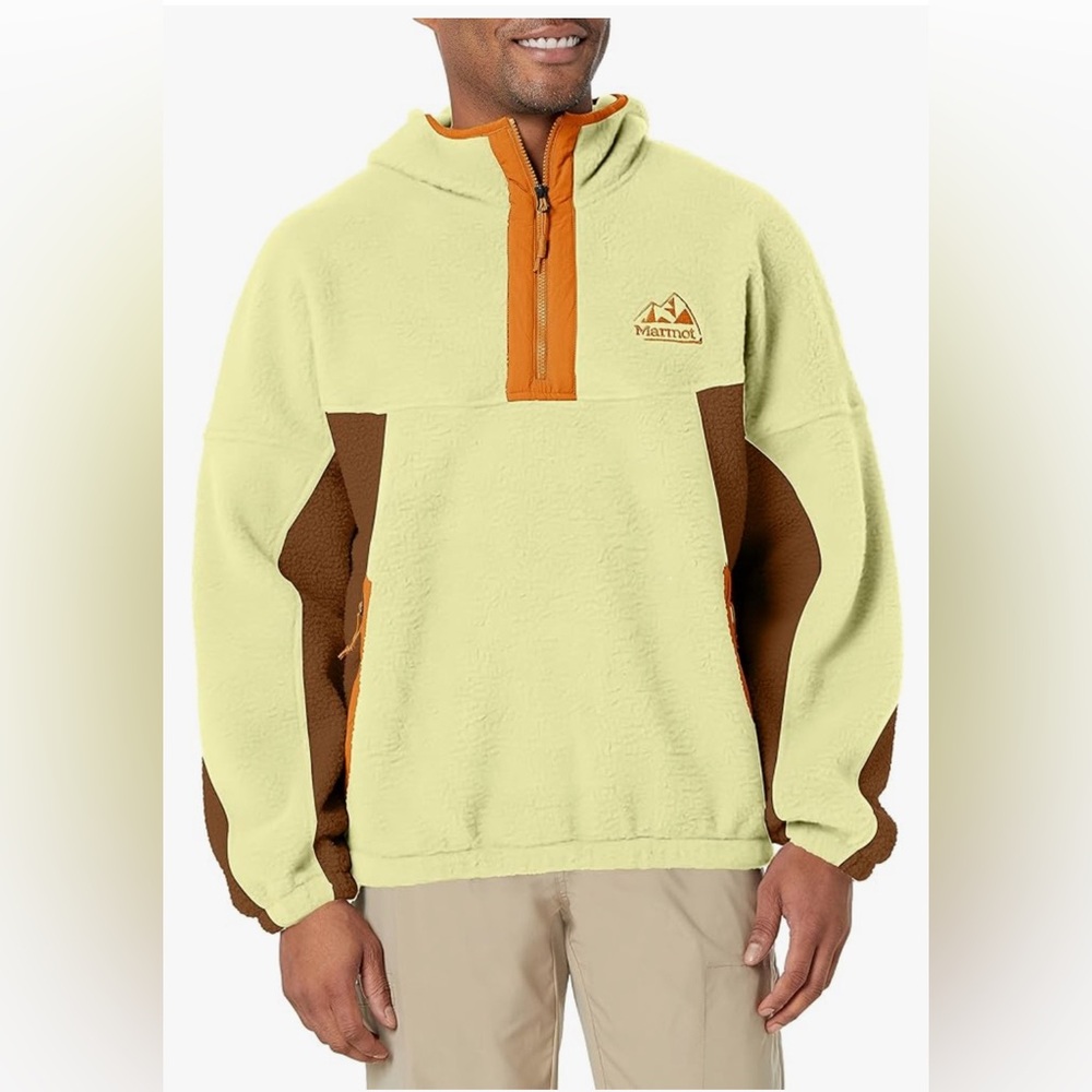 MARMOT Men's Super Aros Fleece Hoody Jacket, Wheat/Pinecone/Tangelo Small NWT